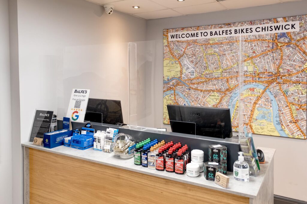 Inside the store at Balfe's Bikes Chiswick