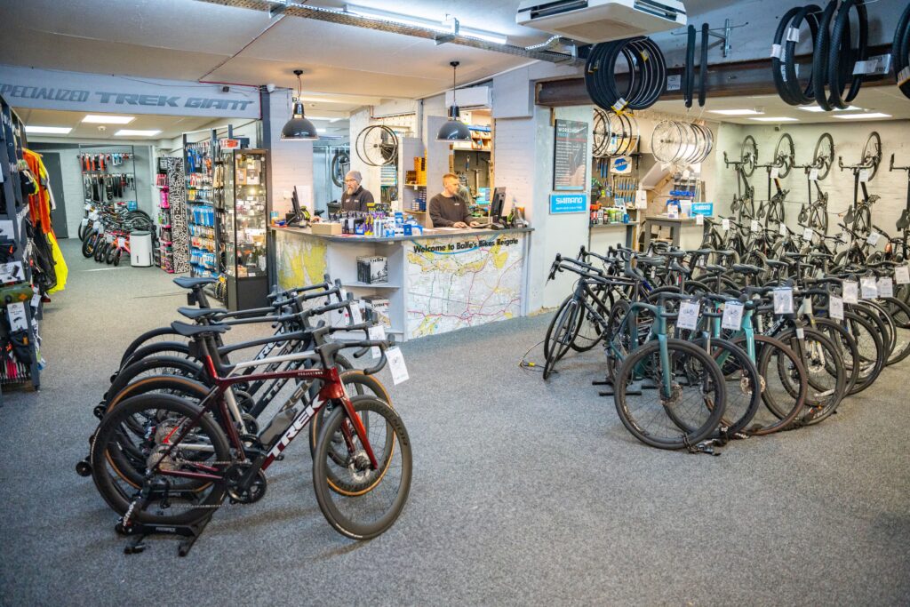 Inside the store at Balfe's Bikes Reigate