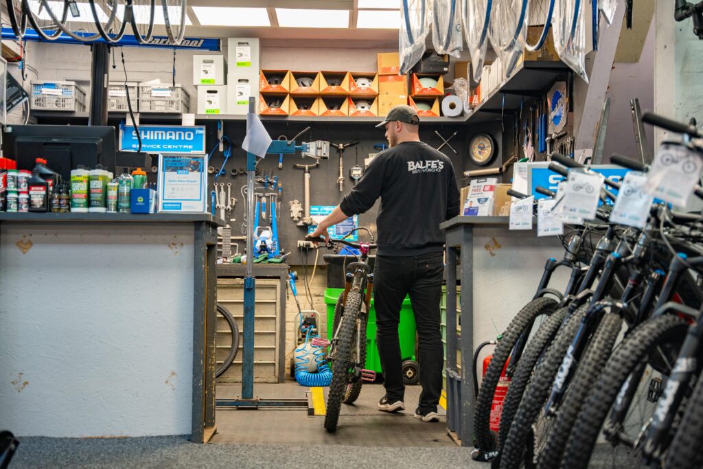 Inside the store at Balfe's Bikes Reigate