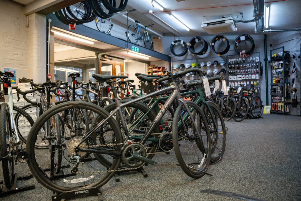 Inside the store at Balfe's Bikes Reigate