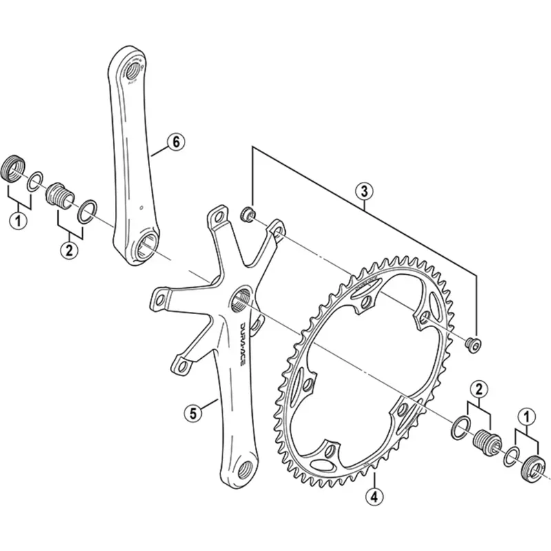 Shimano FC-7710 M8 x 6 mm Chainring Bolts Set of 5-1