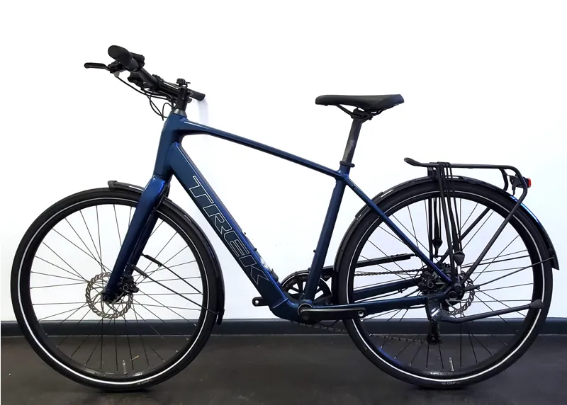 EX DISPLAY Trek Fx+ 2 Electric Hybrid Bike Large 2023 in Mulsanne Blue-1