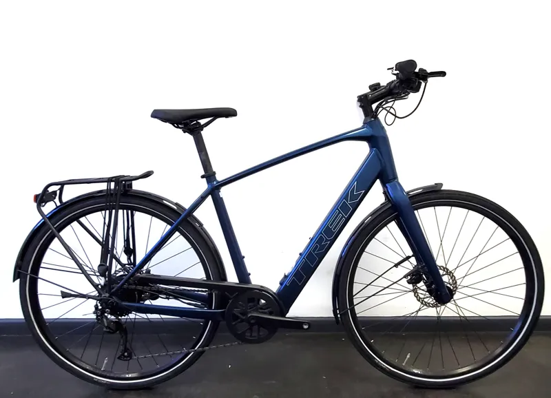 EX DISPLAY Trek Fx+ 2 Electric Hybrid Bike Large 2023 in Mulsanne Blue