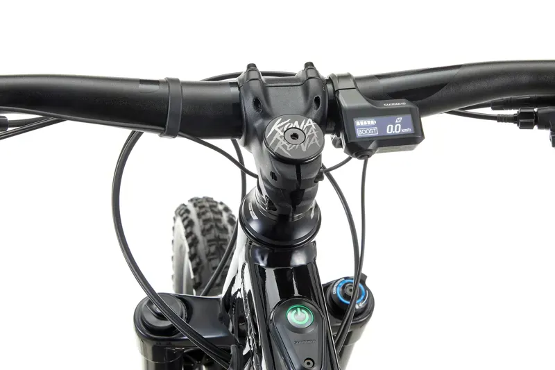 Kona Remote 160 Electric Mountain Bike 2026 in Gloss Black w/ Furnace Fade and Purple Decals-3