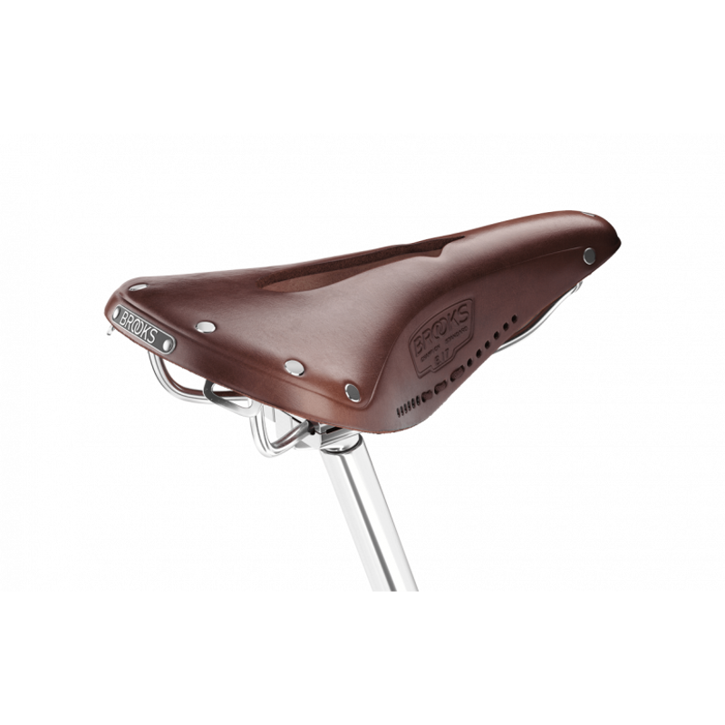 Brooks B17 Carved 175mm Chromed Steel in Brown-1