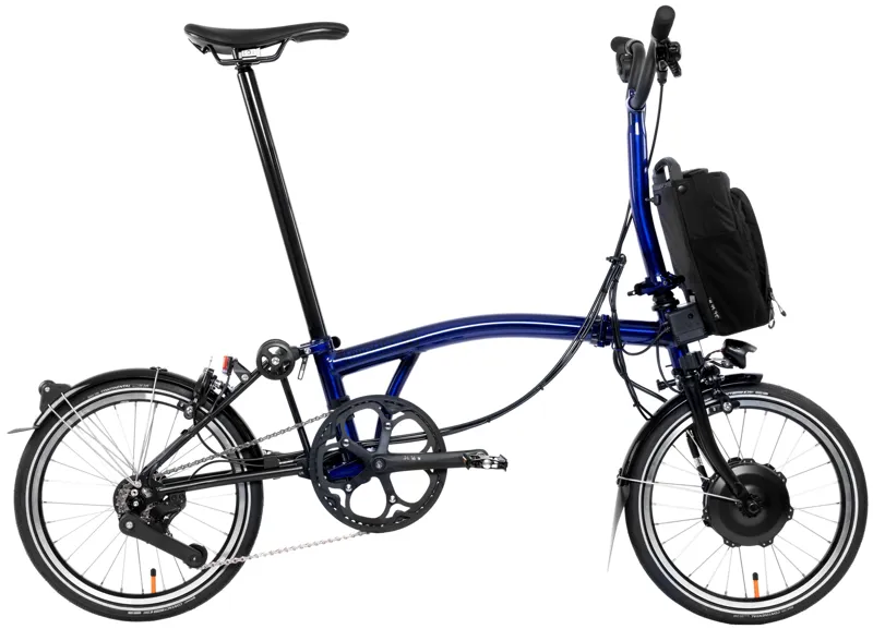 Brompton Electric P Line Explore 12 Speed Folding Bike 2024 in Bolt Blue Lacquer
