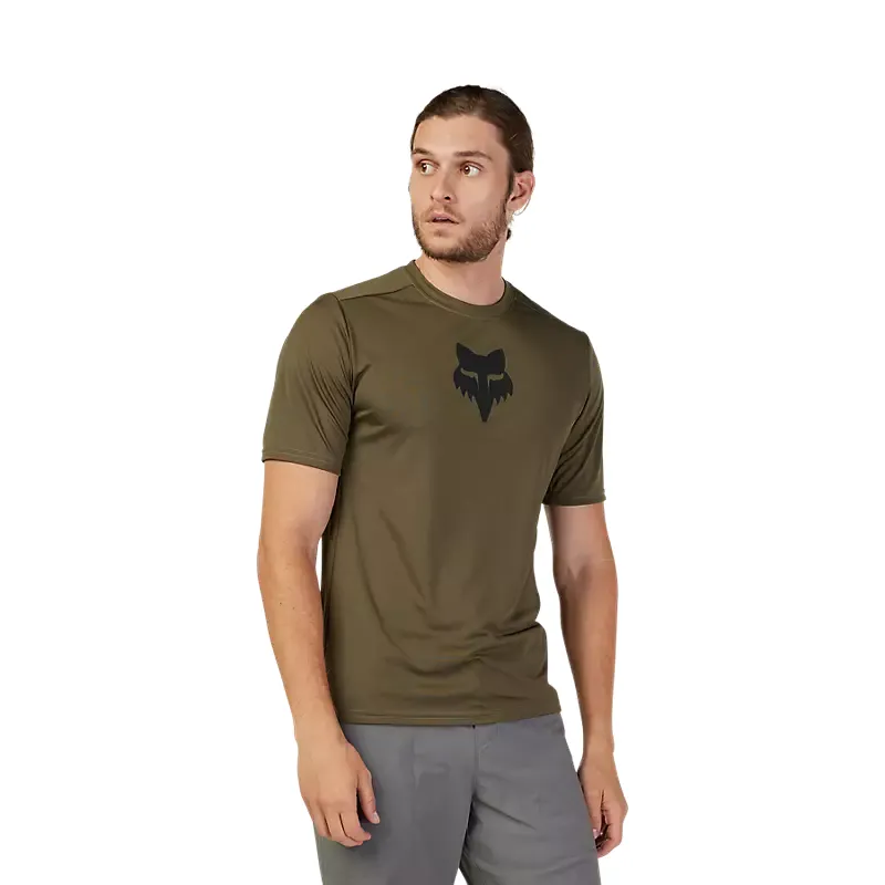 Fox Racing Ranger Lab Head Short Sleeve Jersey in Olive Green-1