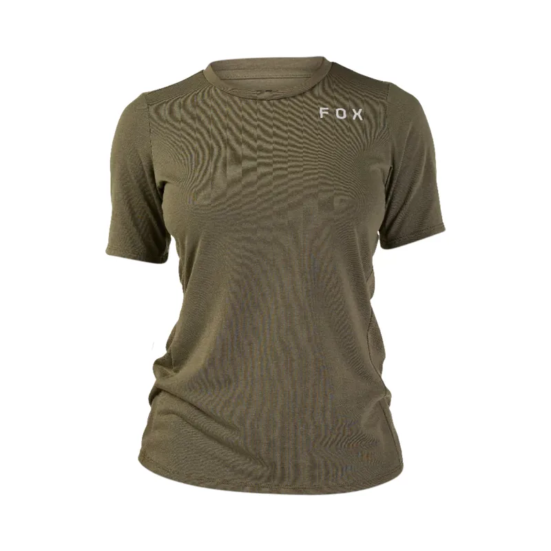 Fox Racing Women's Ranger Alyn Drirelease Short Sleeve Jersey in Olive Green