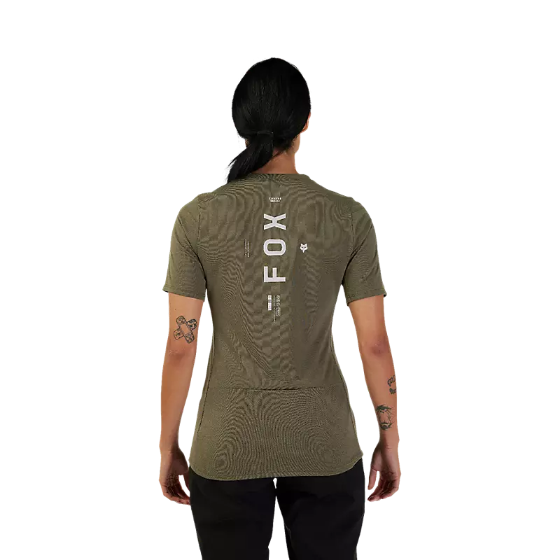 Fox Racing Women's Ranger Alyn Drirelease Short Sleeve Jersey in Olive Green-2