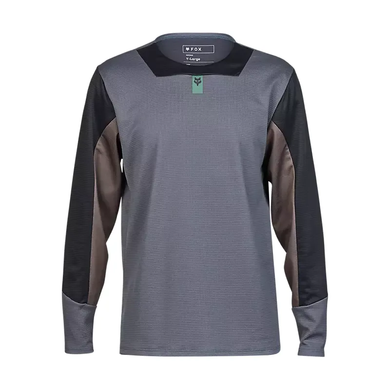 Fox Racing Youth Defend Long Sleeve Jersey in Graphite Grey