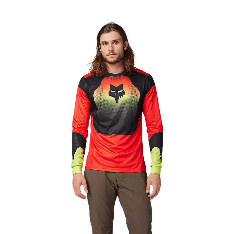 Fox Racing Ranger Revise Long Sleeve Jersey in Red/Yellow-2