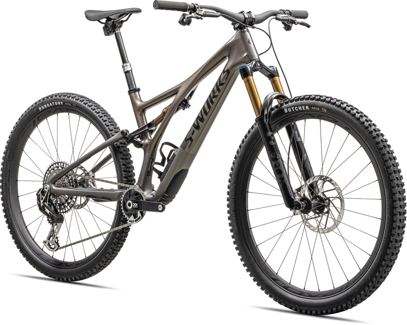 Specialized S-Works Stumpjumper T-Type Full Suspension Mountain Bike 2024 in Black Pearl/Satin Black/Brushed Chrome-1