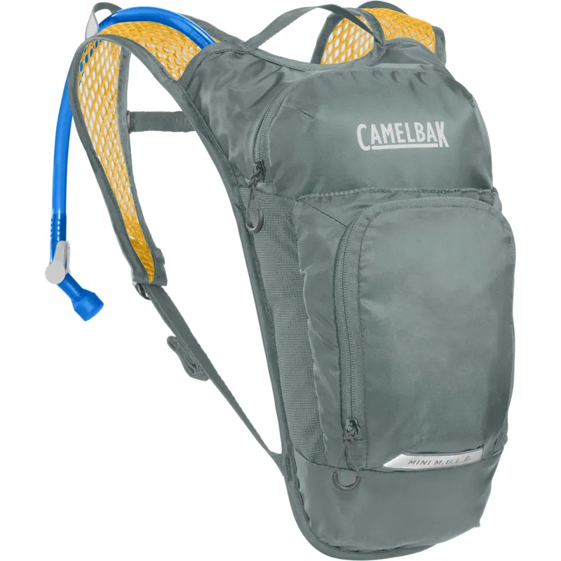Camelbak Kids' Mini M.U.L.E. Hydration Pack with 1.5L Reservoir in Stormy Sea/Mango