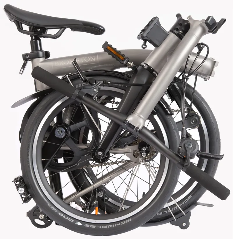 Brompton T Line 4-Speed Folding Bike 2025 in Blasted Titanium - Low-2