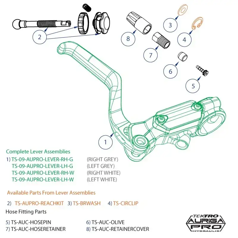 Balfes Bikes Tektro Auriga Pro Lever Assembly RH in White | Free postage over £30, £10 off first order, price match & 0% finance.