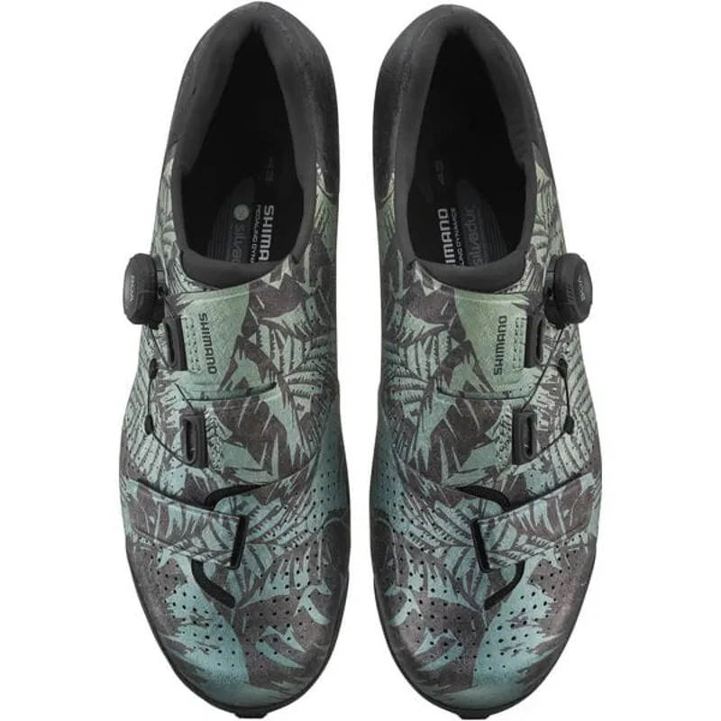Shimano RX801 Shoes in Green Tropical Leaves-1