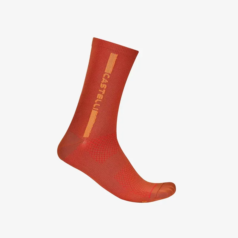 Castelli Linea Logo 15 Sock in Paprika/Mango Mojito