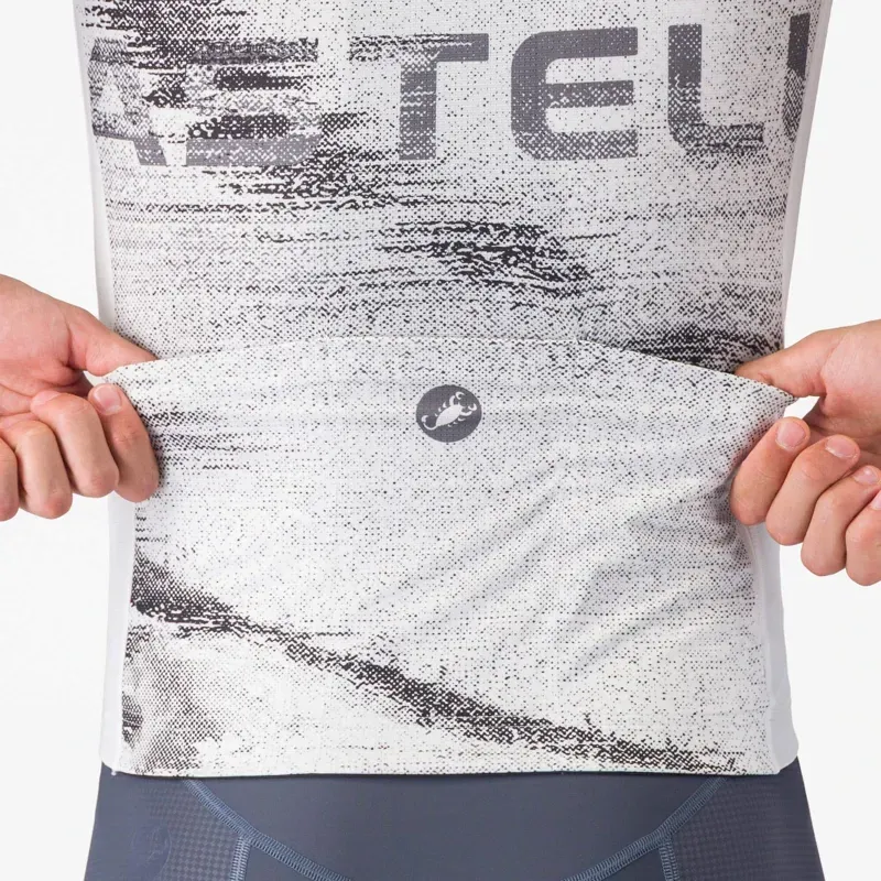 Castelli Stratus Logo Jersey in White/Smoky Grey-4