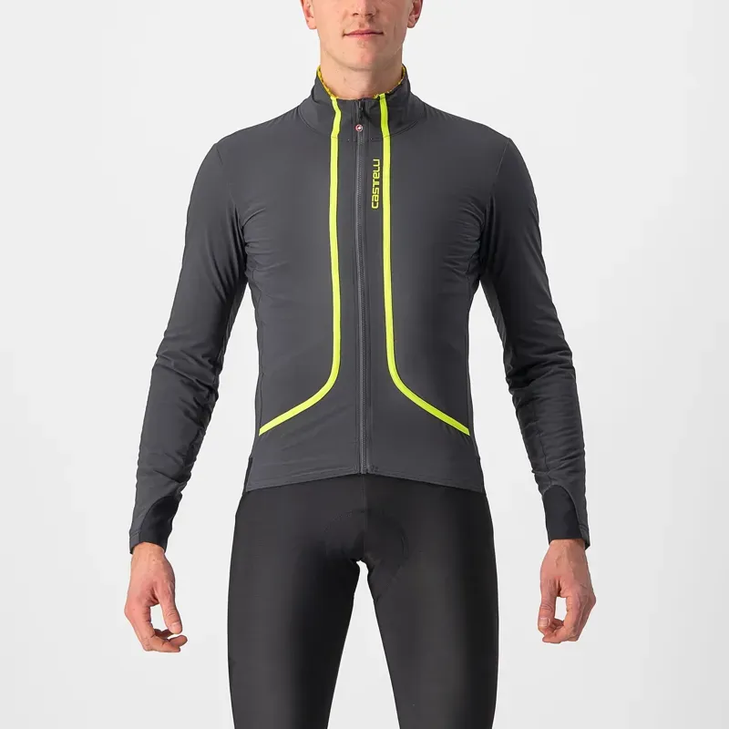 Castelli Flight Air Jacket in Dark Grey/Electric Lime
