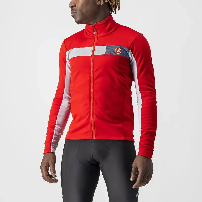 Castelli Mortirolo 6S Jacket in Red/Silver Grey/Silver Reflex