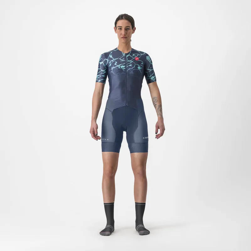 Castelli Free Sanremo 2 Short Sleeve Women's Suit in Belgian Blue/Light Turquoise