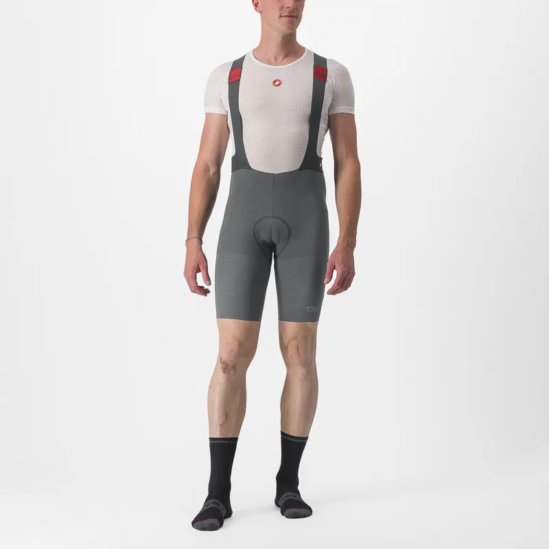 Castelli Premio Black Bibshorts in Gunmetal Grey/Clay