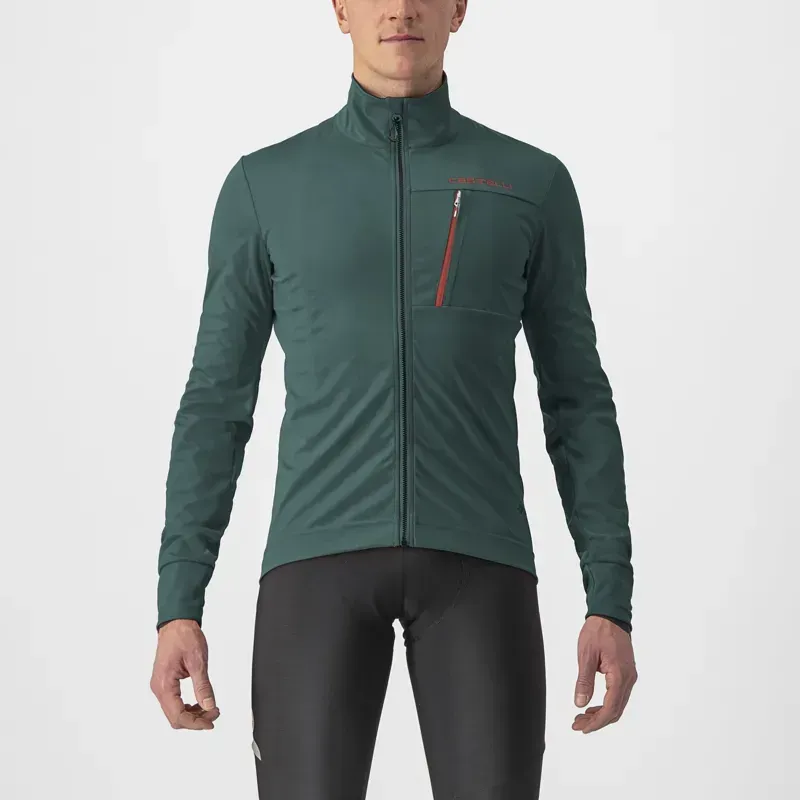 Castelli Go Jacket In Rover Green/Red Orange