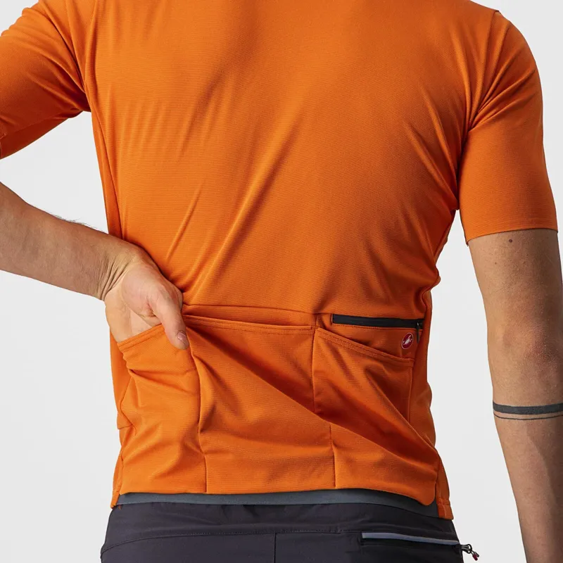 Castelli Unlimited Allroad Short Sleeve Jersey in Orange Rust-2