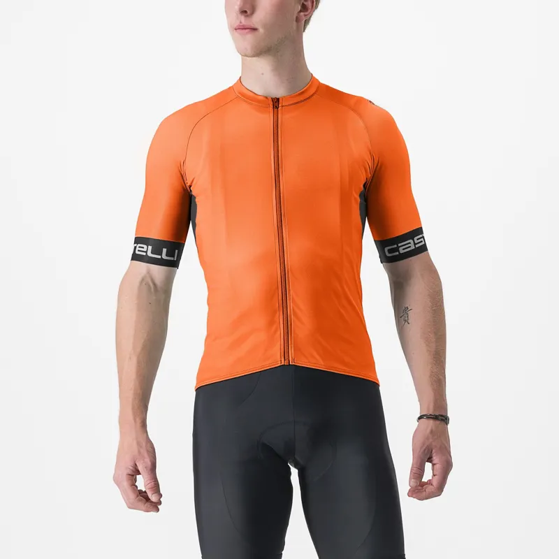 Castelli Entrata VI Short Sleeve Jersey in Briliant Orange/Grey/Ivory