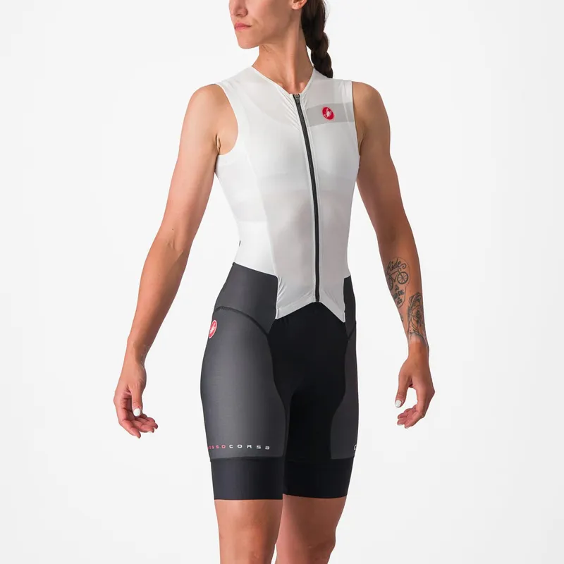 Castelli Free Sanremo Women's Suit Sleeveless in White/Black-2