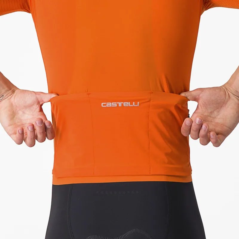 Castelli Premio Black Short Sleeve Jersey in Orange Rust-5