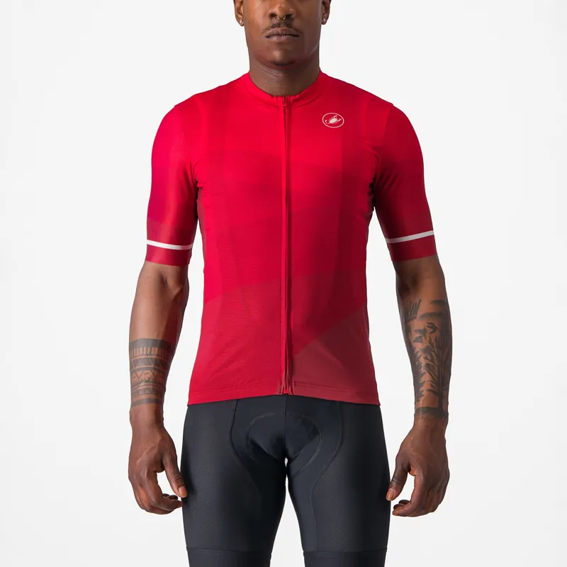 Castelli Orizzonte Short Sleeve Jersey in Rich Red/Red/White