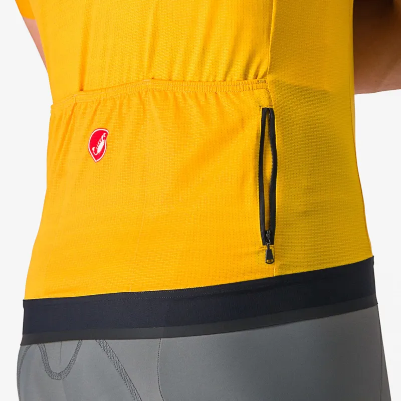 Castelli Unlimited Endurance Short Sleeve Jersey in Goldenrod/Rich Red-2