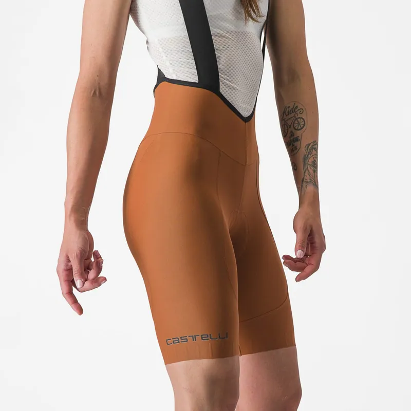 Castelli Espresso Women's DT Bib Shorts in Mocha-4