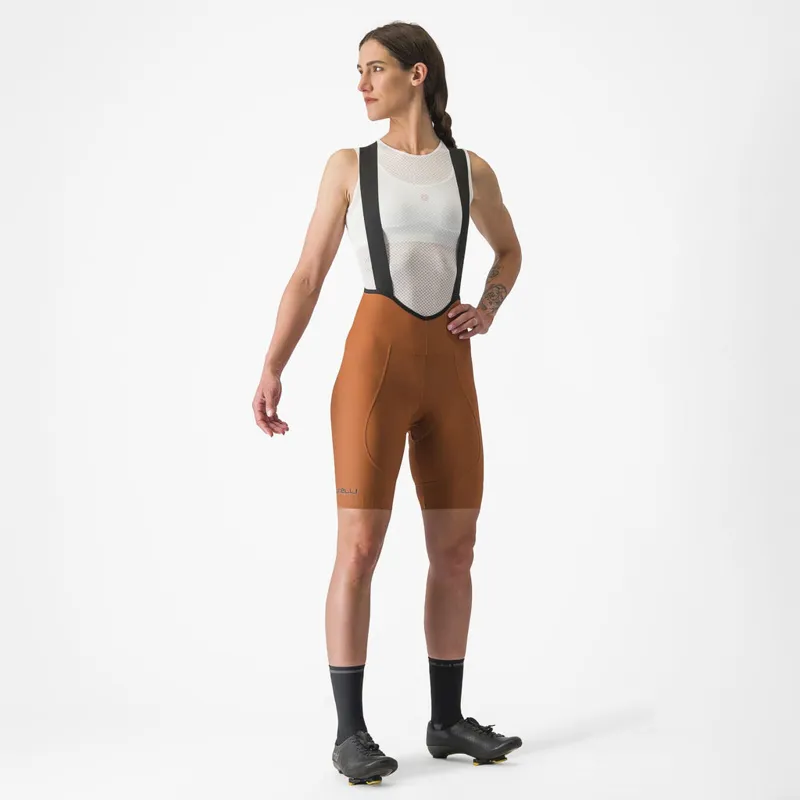 Castelli Espresso Women's DT Bib Shorts in Mocha-7