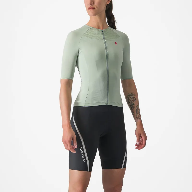 Castelli Velocissima 2 Women's Short Sleeve Jersey in Defender Green/Twilight Blue-2