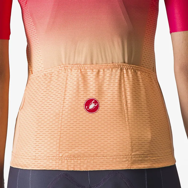 Castelli Salita Women's Short Sleeve Jersey in Hibiscus/Soft Orange/White-2