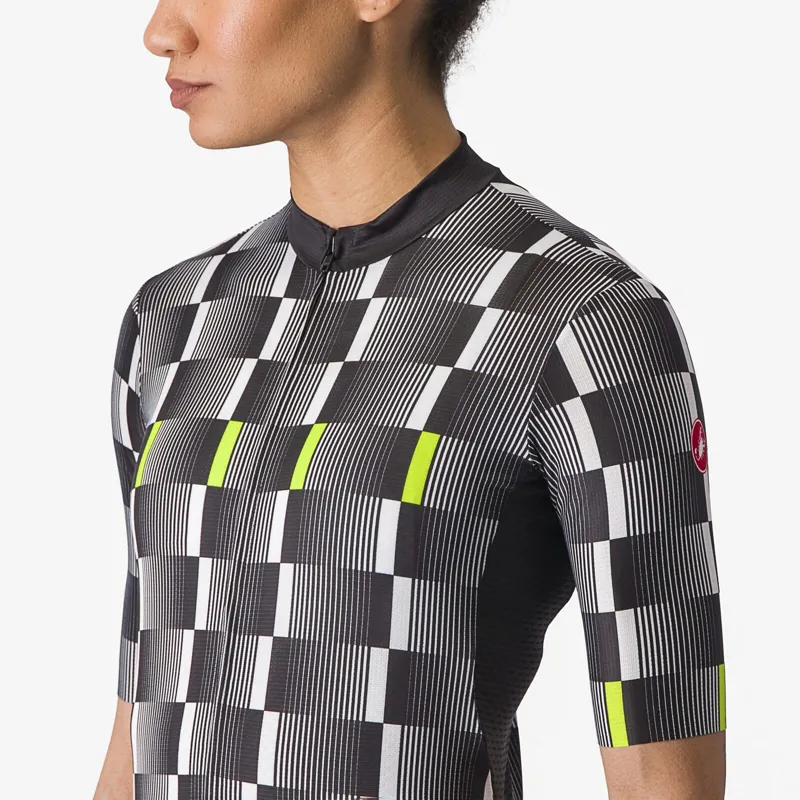 Castelli Dimensione Women's Short Sleeve Jersey in Black/White/Electric Lime-2