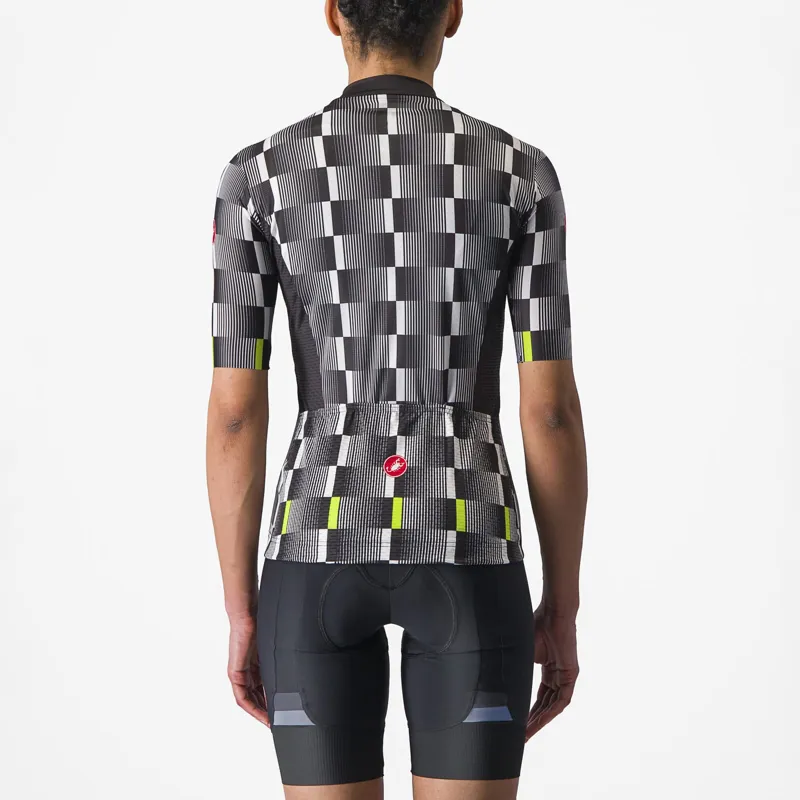 Castelli Dimensione Women's Short Sleeve Jersey in Black/White/Electric Lime-1