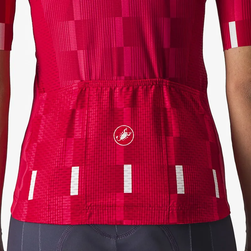 Castelli Dimensione Women's Short Sleeve Jersey in Rich Red/Hibiscus/White-2
