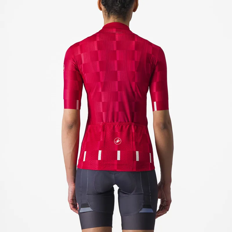 Castelli Dimensione Women's Short Sleeve Jersey in Rich Red/Hibiscus/White-1