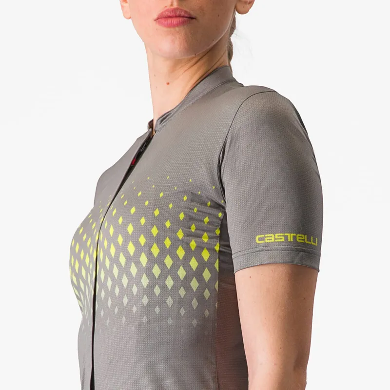 Castelli Unlimited Sentiero 3 Women's Short Sleeve Jersey in Gunmetal Grey/Sulphur-3