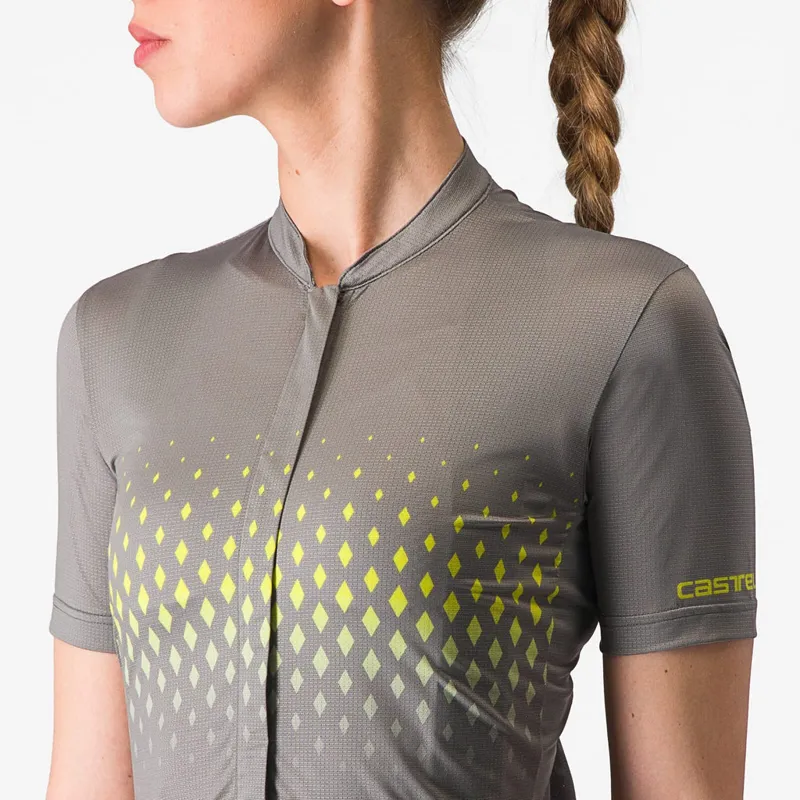 Castelli Unlimited Sentiero 3 Women's Short Sleeve Jersey in Gunmetal Grey/Sulphur-2