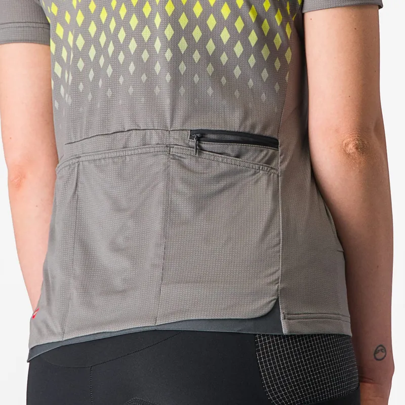 Castelli Unlimited Sentiero 3 Women's Short Sleeve Jersey in Gunmetal Grey/Sulphur-5