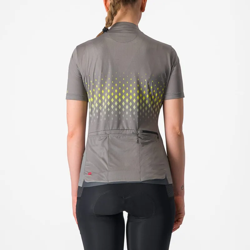 Castelli Unlimited Sentiero 3 Women's Short Sleeve Jersey in Gunmetal Grey/Sulphur-1