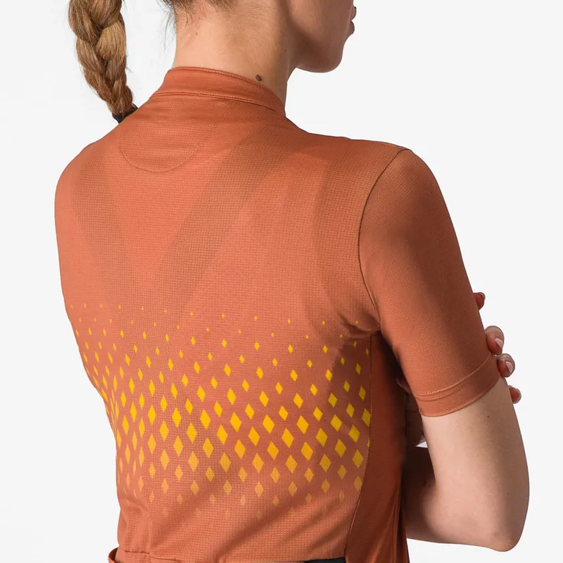 Castelli Unlimited Sentiero 3 Women's Short Sleeve Jersey in Mocha/Goldenrod-3