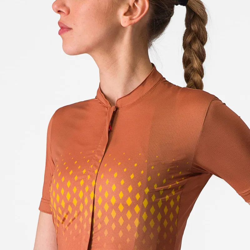 Castelli Unlimited Sentiero 3 Women's Short Sleeve Jersey in Mocha/Goldenrod-2