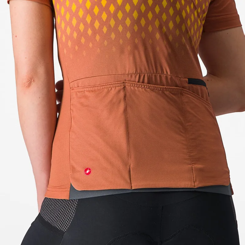 Castelli Unlimited Sentiero 3 Women's Short Sleeve Jersey in Mocha/Goldenrod-4