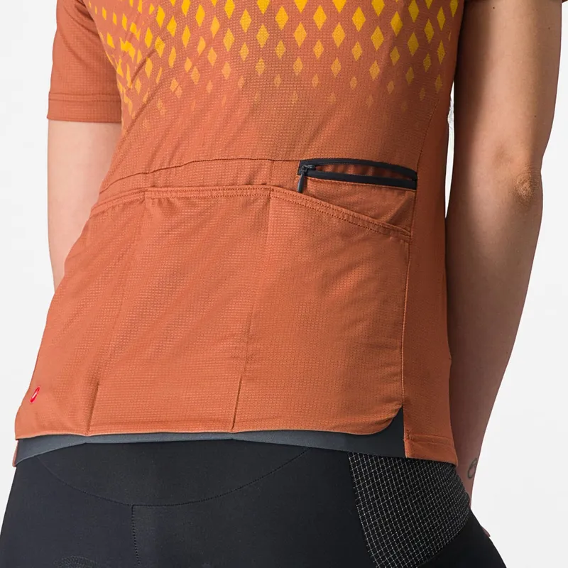 Castelli Unlimited Sentiero 3 Women's Short Sleeve Jersey in Mocha/Goldenrod-5