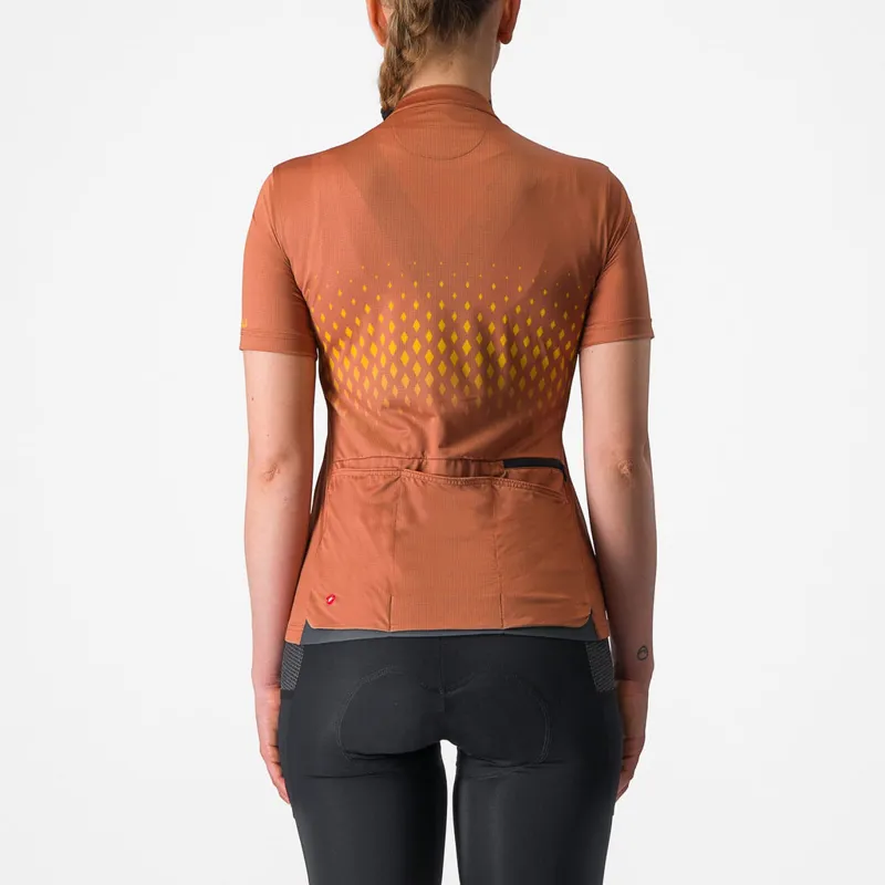 Castelli Unlimited Sentiero 3 Women's Short Sleeve Jersey in Mocha/Goldenrod-1